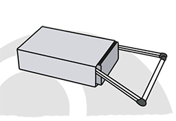 En tändsticksask med tre tändstickor, illustration.