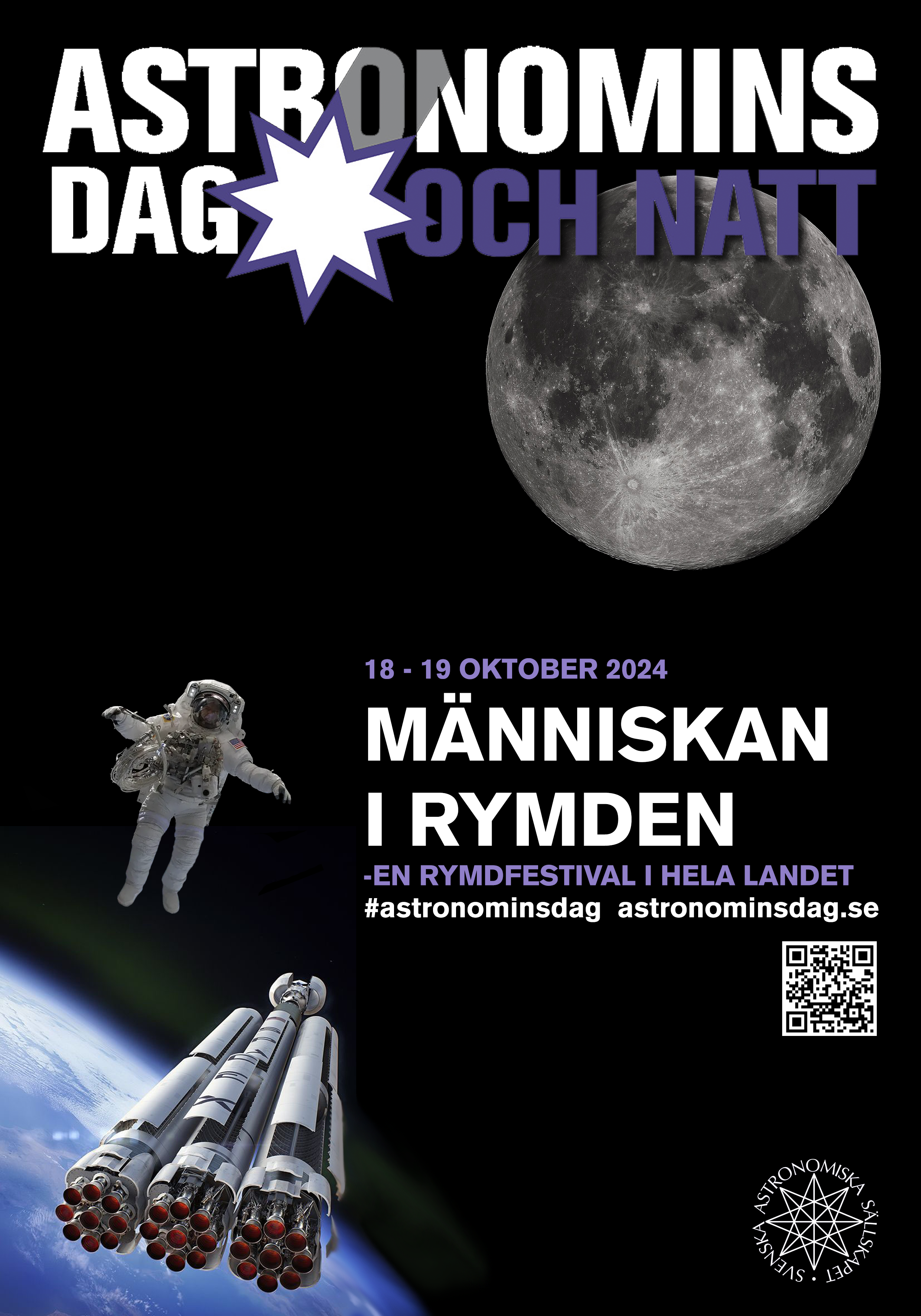 Måne och astronaut.