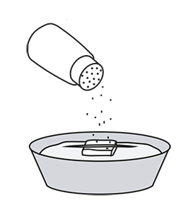 Saltströare, vatten och en isbit, illustration.